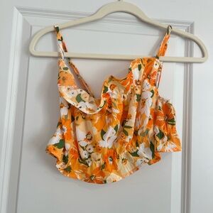 Orange floral crop top
